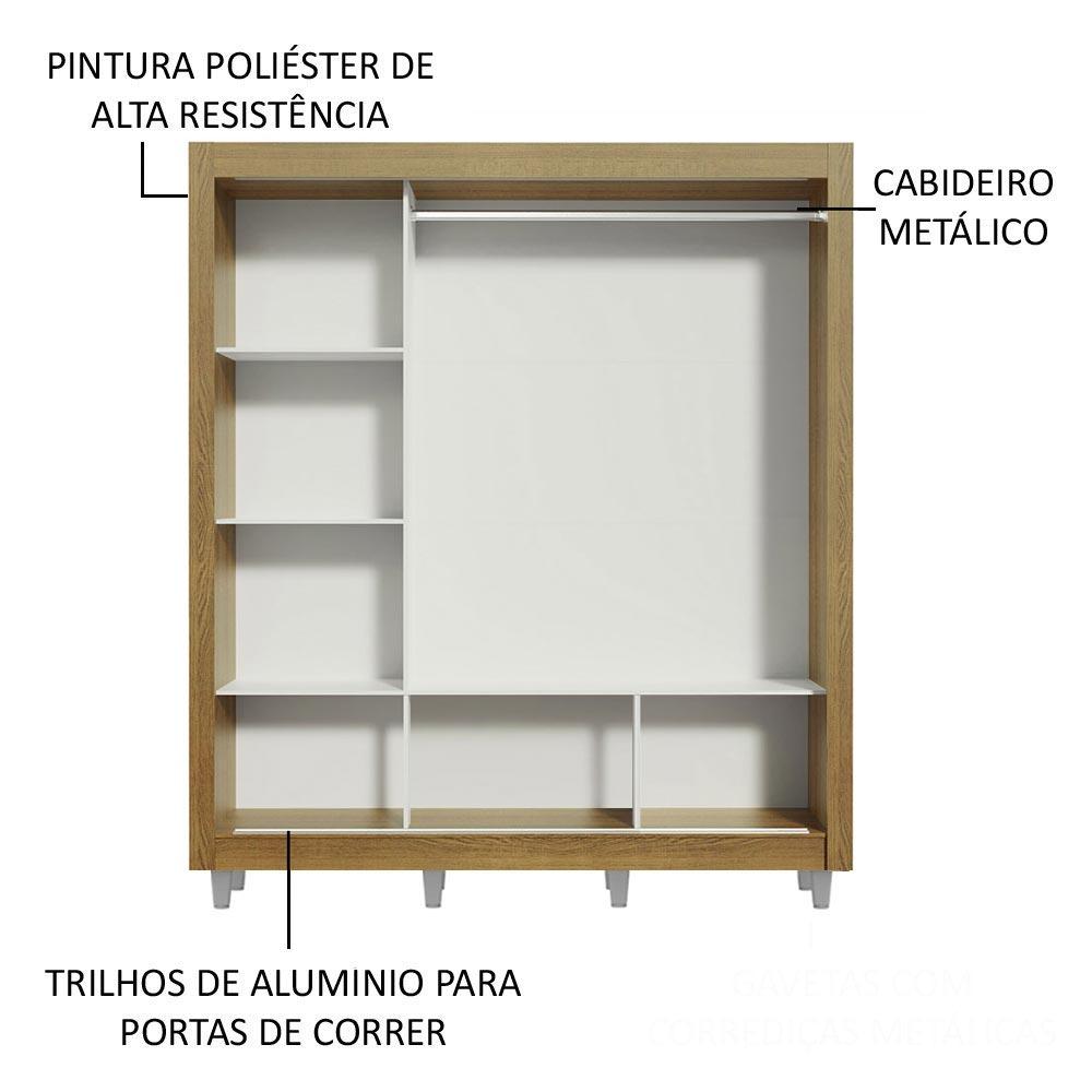 Foto 5 | Closet Madesa Monaco con Patas 3 Puertas Corredizas con Espejos