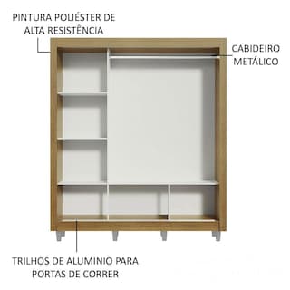 Foto 5 | Closet Madesa Monaco con Patas 3 Puertas Corredizas con Espejos