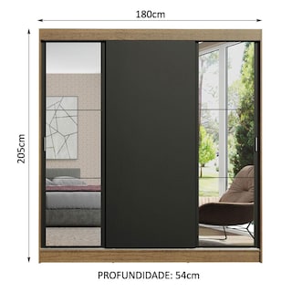 Foto 3 | Ropero Madesa Reno 3 Puertas Corredizas Con Espejos