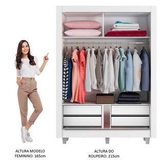 Foto 4 | Ropero Madesa Dallas Plus Blanco 2 Puertas Corredizas 4 Cajones con Pies