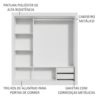 Foto 5 | Ropero Madesa Lyon 3 Puertas Corredizas con Espejos 2 Cajones Blanco