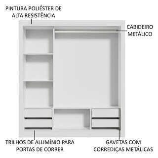 Foto 5 | Closet Madesa Lyon Plus 3 Puertas Corredizas 4 Cajones