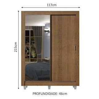 Foto 3 | Closet Madesa Dallas con Patas 2 Puertas Corredizas 1 Espejo 2 Cajones