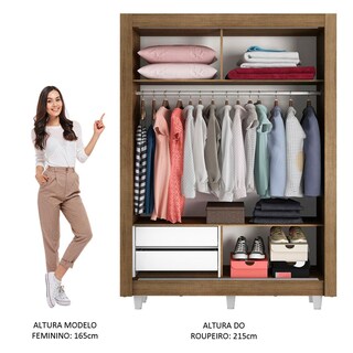 Foto 4 | Closet Madesa Dallas con Patas 2 Puertas Corredizas 1 Espejo 2 Cajones
