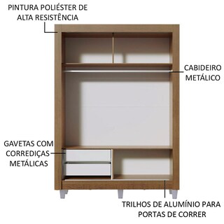 Foto 5 | Closet Madesa Dallas con Patas 2 Puertas Corredizas 1 Espejo 2 Cajones