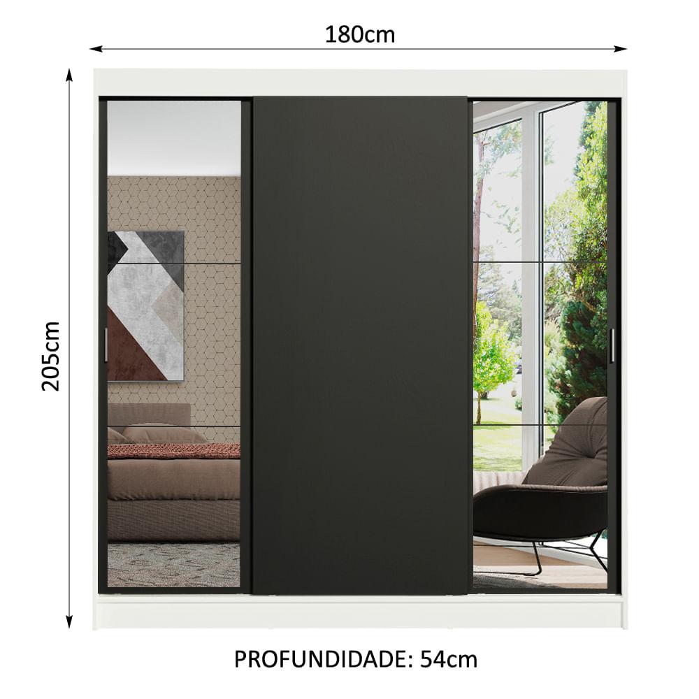 Foto 4 pulgar | Ropero Closet Madesa Reno 3 Puertas Corredizas con Espejos