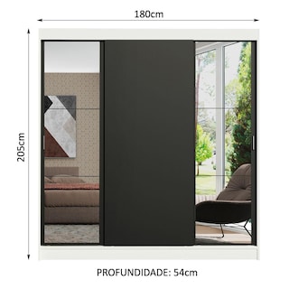 Foto 3 | Ropero Closet Madesa Reno 3 Puertas Corredizas con Espejos