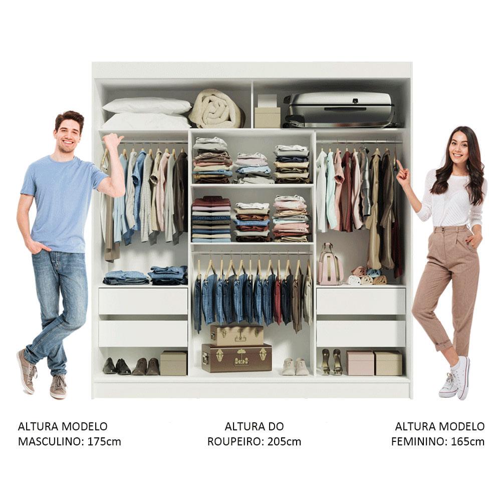 Foto 5 pulgar | Ropero Closet Madesa Reno 3 Puertas Corredizas con Espejos