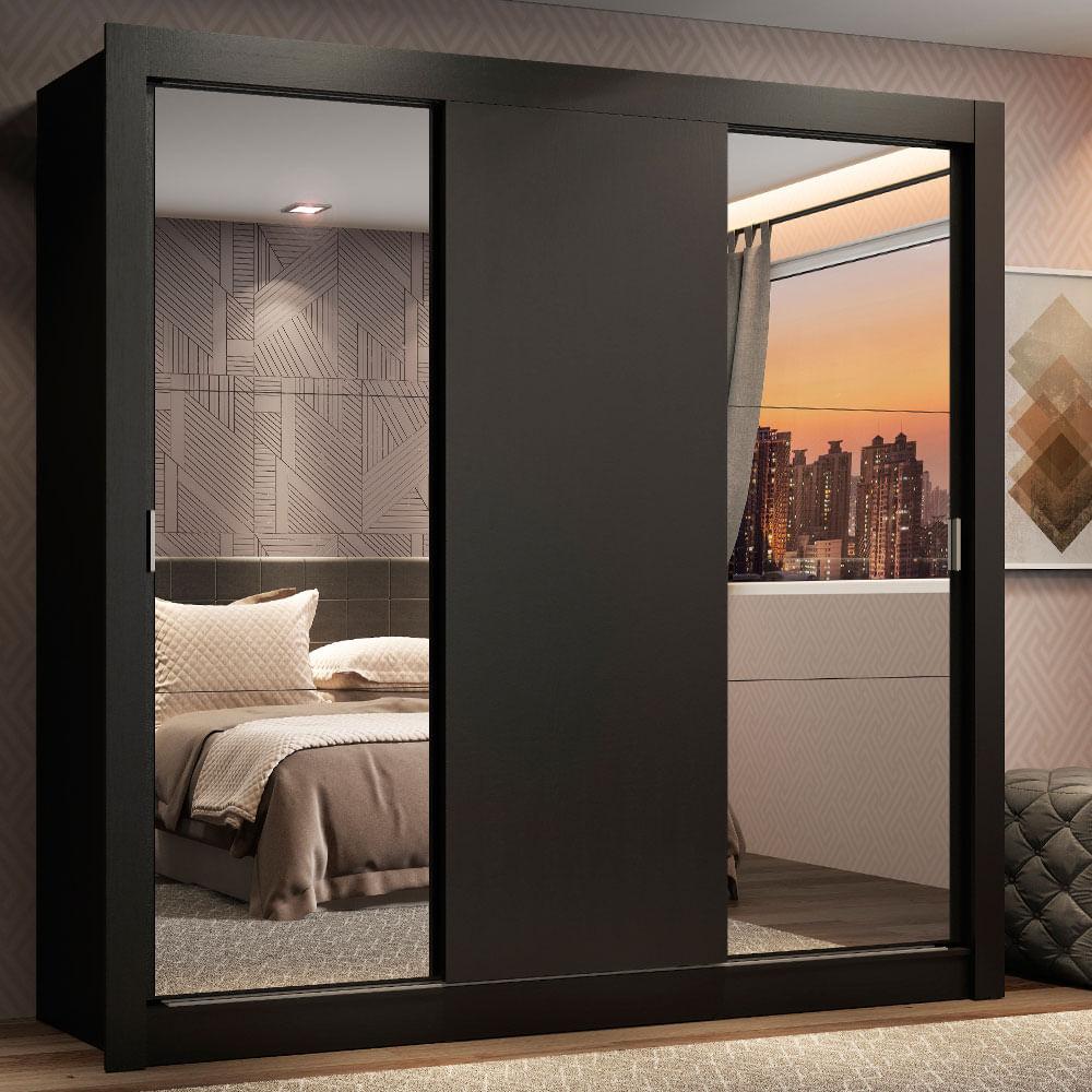 Closet Madesa Lyon 3 Puertas Corredizas 2 Espejos 2 Cajones
