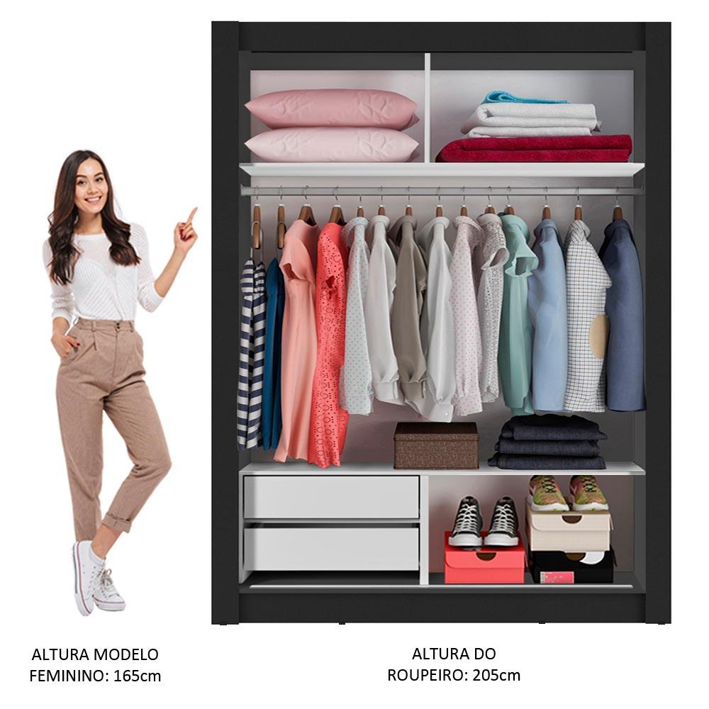 Foto 5 pulgar | Closet Madesa Dallas 2 Puertas Corredizas 1 Espejo 2 Cajones