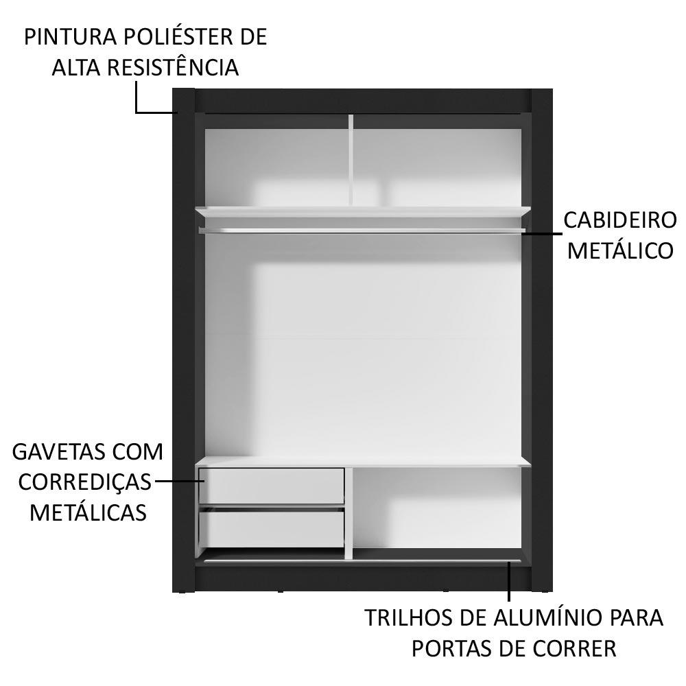 Foto 5 | Closet Madesa Dallas 2 Puertas Corredizas 1 Espejo 2 Cajones
