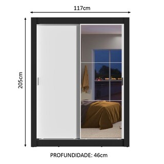 Foto 3 | Ropero Madesa Dallas 2 Puertas Corredizas Con Espejo 2 Cajones Negro