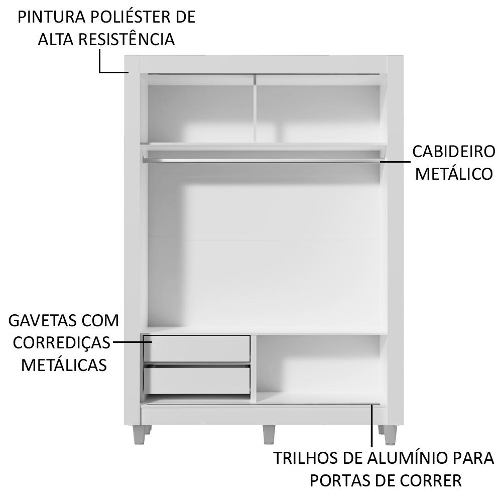 Foto 6 pulgar | Ropero Madesa Dallas 2 Puertas Corredizas 2 Cajones Con Pies