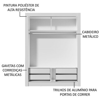 Foto 5 | Closet Madesa Dallas Plus 2 Puertas Corredizas 4 Cajones