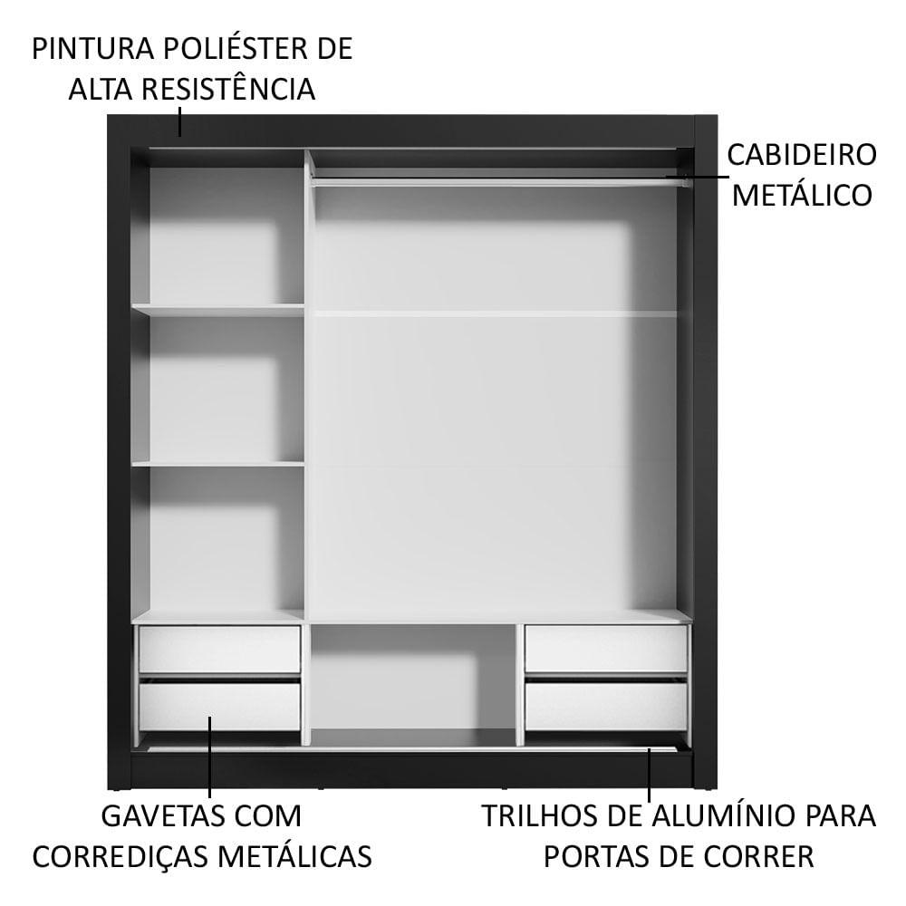 Foto 5 | Closet Madesa Lyon Plus 3 Puertas Corredizas con Espejos 4 Cajones