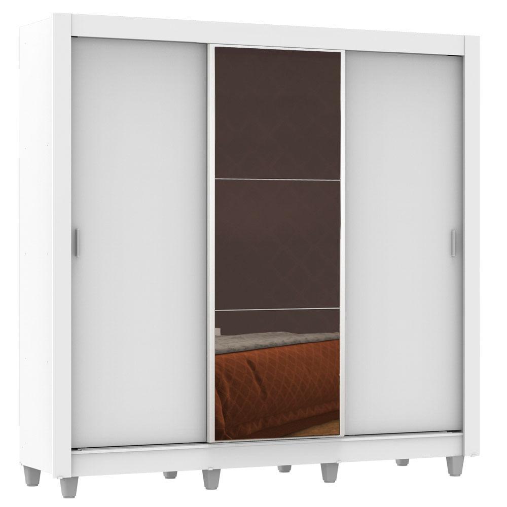 Ropero Madesa Lyon Plus 3 Puertas Corredizas Con Espejo 4 Cajones Con Pies Blanco