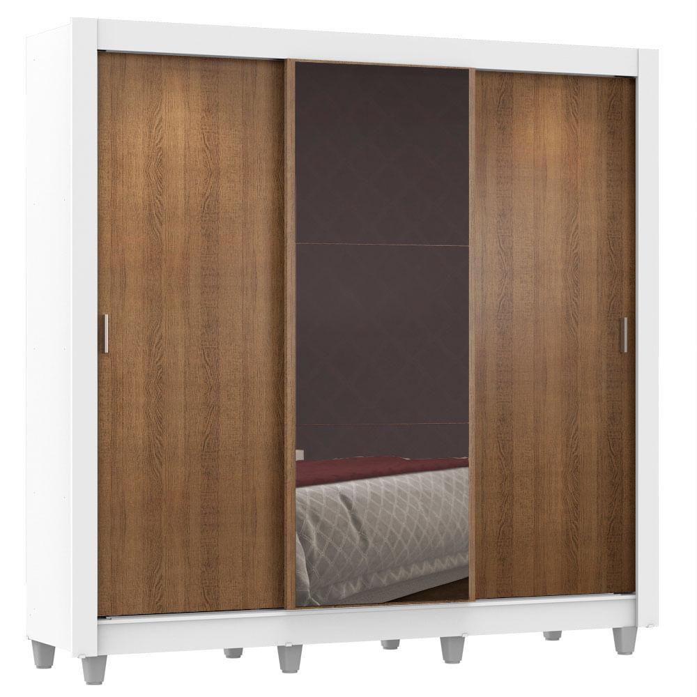 Ropero Madesa Lyon Plus 3 Puertas Corredizas Con Espejo 4 Cajones Con Pies Blanco