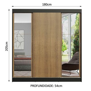 Foto 3 | Clóset Madesa Reno con 3 Puertas Corredizas y 2 Espejos