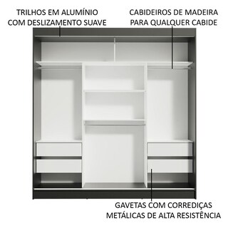 Foto 5 | Clóset Madesa Reno con 3 Puertas Corredizas y 2 Espejos