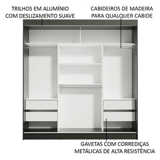 Foto 5 | Clóset Madesa Reno Negro con 3 Puertas Corredizas y 2 Espejos
