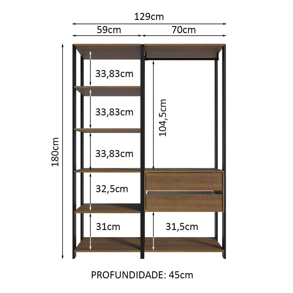 Foto 4 pulgar | Ropero Closet Guardarropas Madesa Valencia 129cm Mp