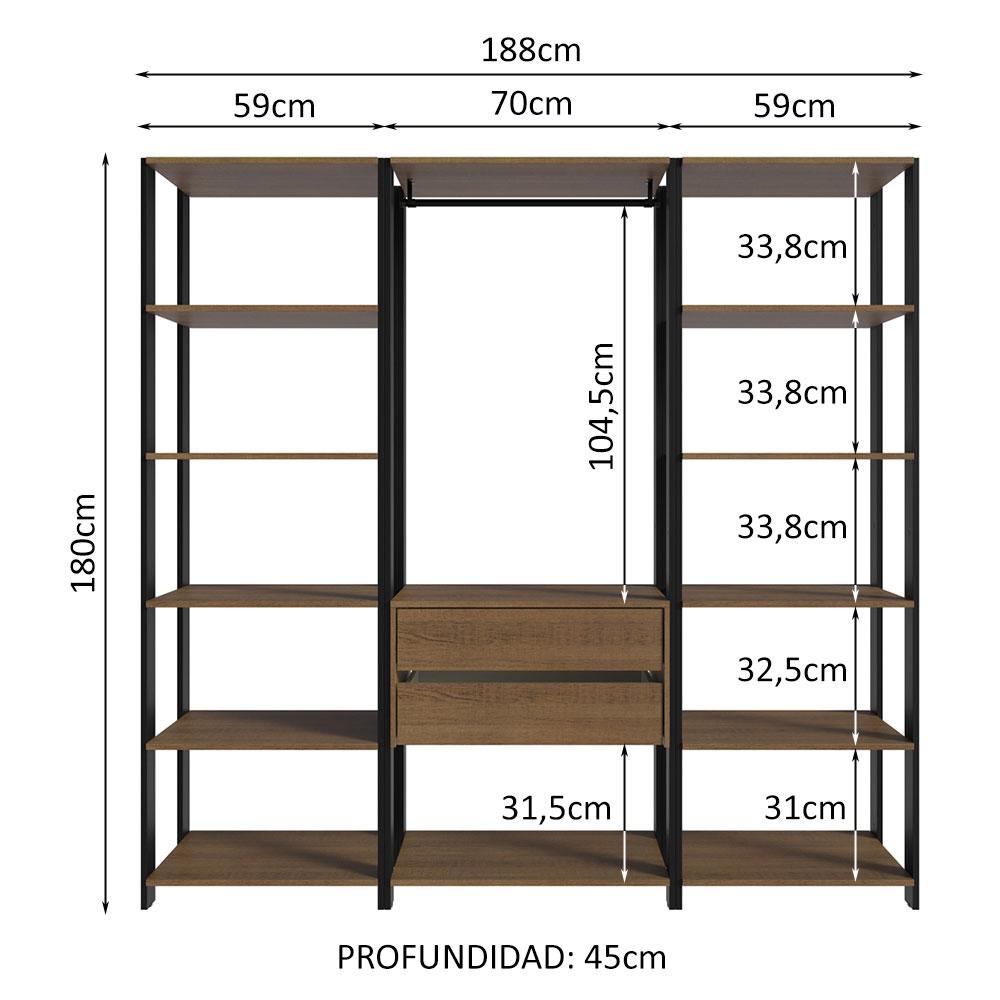 Foto 4 pulgar | Ropero Closet Guardarropas Madesa Valencia 188cm Mp 01