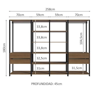 Foto 3 | Ropero Closet Guardarropas Madesa Valencia 258cm Mp 02
