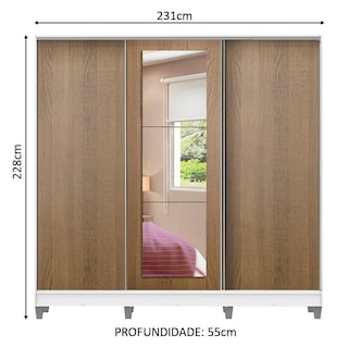 Foto 3 | Ropero Closet Madesa 3 Puertas 1 Espejo con Pies BM 02