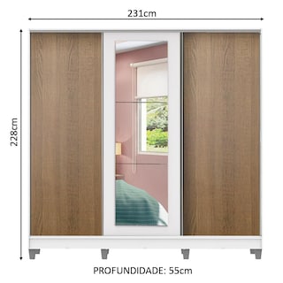 Foto 3 | Ropero Madesa 3 Puertas 1 Espejos con Pies