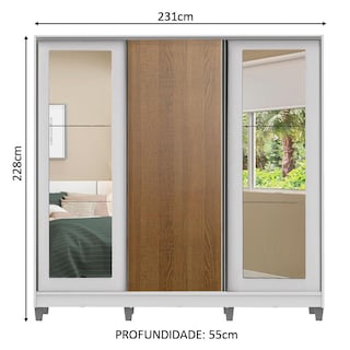 Foto 3 | Closet Madesa Blanco con 3 Puertas
