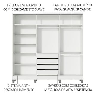 Foto 5 | Ropero Closet Madesa 3 Puertas 2 Espejos con Pies Bb