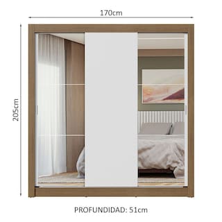 Foto 3 | Ropero Closet Madesa 3 Puertas 2 Espejos Mb