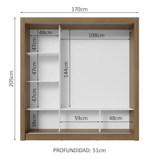 Foto 4 | Ropero Closet Madesa 3 Puertas 2 Espejos Mb