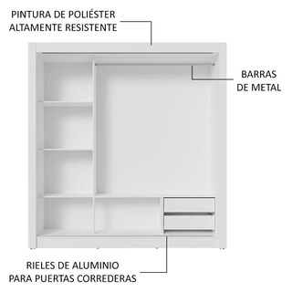 Foto 6 | Ropero Closet Madesa 3 Puertas Bn
