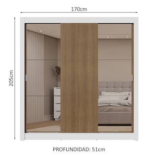 Foto 3 | Ropero Closet Madesa 3 Puertas 2 Espejos Bm 10