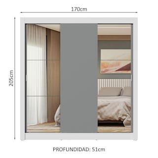 Foto 3 | Ropero Closet Madesa 3 Puertas 2 Espejos Bg