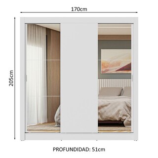 Foto 3 | Ropero Closet Madesa 3 Puertas 2 Espejos Bb