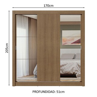 Foto 3 | Ropero Closet Madesa 3 Puertas 2 Espejos Mm