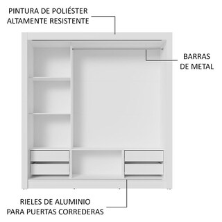 Foto 6 | Ropero Closet Madesa 3 Puertas 2 Espejos Bn 02