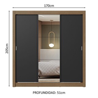 Foto 3 | Ropero Closet Madesa 3 Puertas 1 Espejo Mn