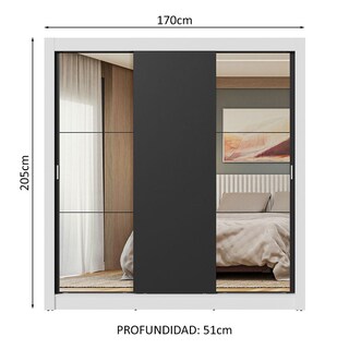 Foto 3 | Ropero Closet Madesa 3 Puertas 2 Espejos Bn