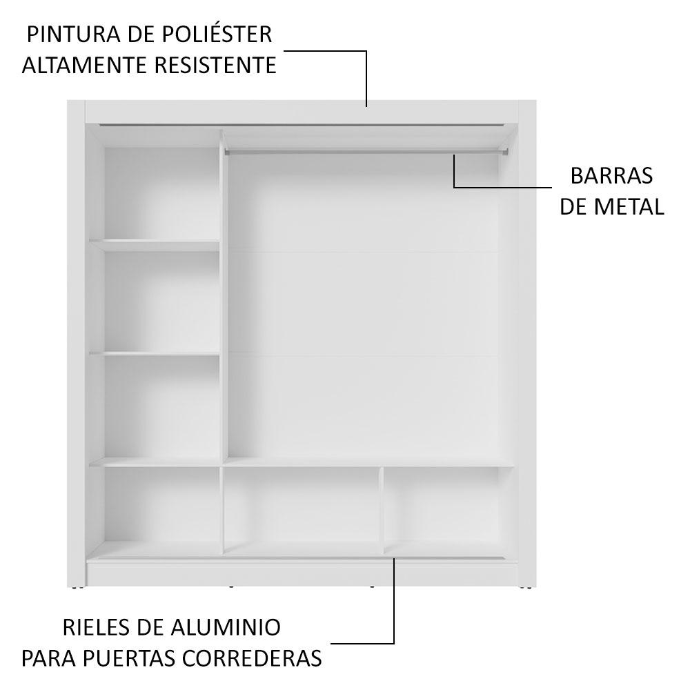 Foto 7 pulgar | Ropero Closet Madesa 3 Puertas 2 Espejos Bn
