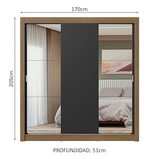 Foto 3 | Ropero Closet Madesa 3 Puertas 2 Espejos Mn
