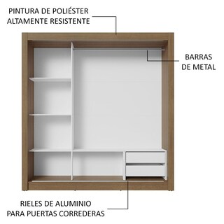 Foto 6 | Ropero Closet Madesa 3 Puertas 2 Espejos Mn 01