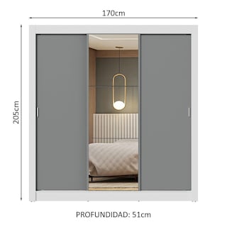 Foto 3 | Ropero Closet Madesa 3 Puertas 1 Espejo Bg