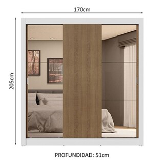 Foto 3 | Ropero Closet Madesa 3 Puertas 1 Espejo Bm 03