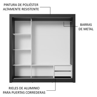 Foto 6 | Ropero Closet Madesa 3 Puertas 2 Espejos Nb 01