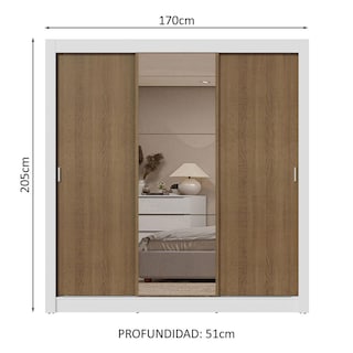 Foto 3 | Ropero Closet Madesa 3 Puertas 1 Espejo Bm 01