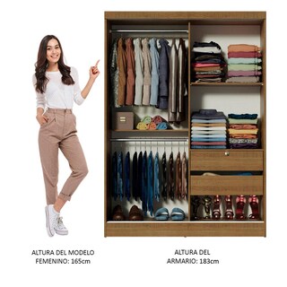 Foto 3 | Ropero Madesa Luke 2 Puertas Correderas De Madera Marrón