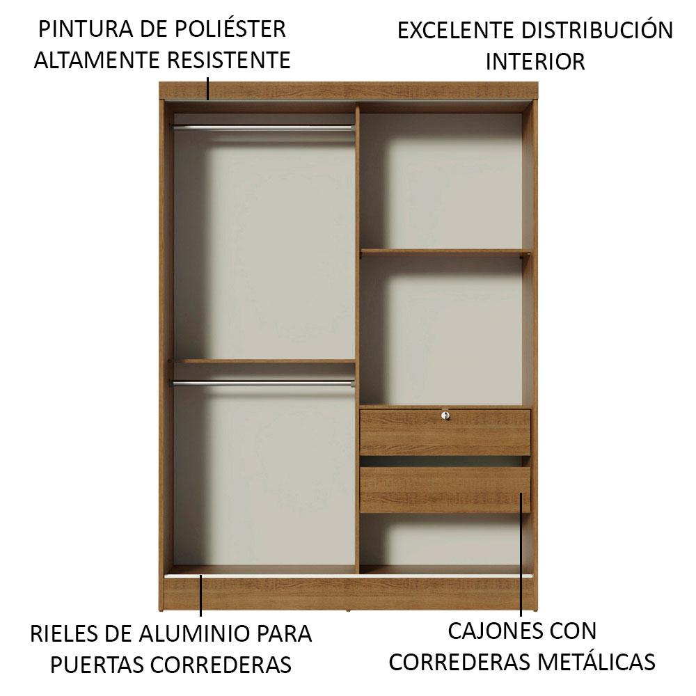 Foto 5 pulgar | Ropero Madesa Luke 2 Puertas Correderas De Madera Marrón